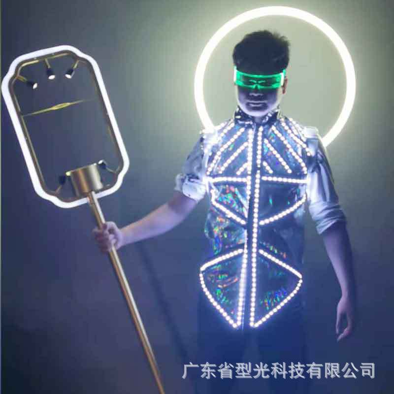 LED发光天使光圈白光光环酒吧发光马甲爆闪服装出酒权杖眼镜道具