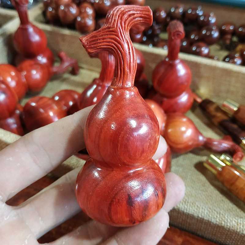 赞比亚非洲小叶紫檀葫芦手把件 挂件把玩 血檀手把件把玩