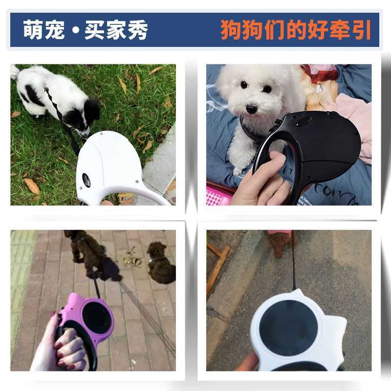 狗狗带灯自动伸缩牵引绳泰迪狗绳子中大型犬小型犬狗链遛狗绳项圈