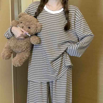 春秋韩版卡通甜美睡衣套装女