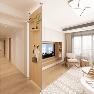 顶天立地洞洞板屏风隔断免打孔衣帽架定制铝型材入户置物收纳架