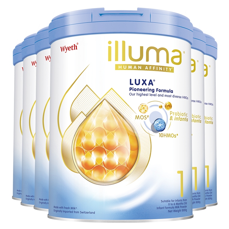 新版惠氏Wyeth启赋未来1段10HMO 新生婴儿0-6个月牛奶粉800g*6罐