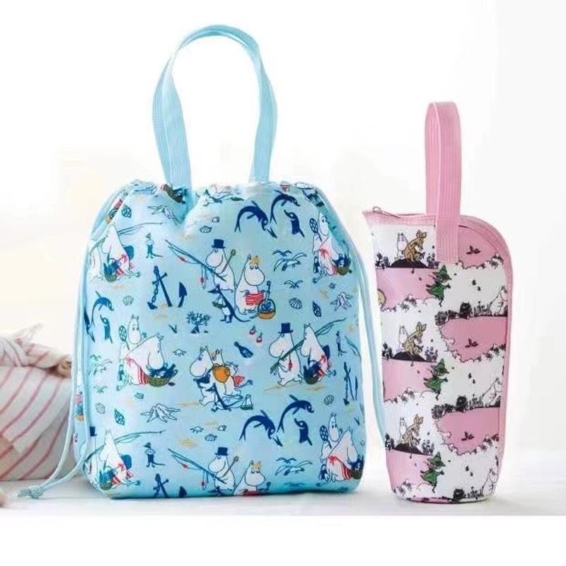 日式附录手提保温包抽绳便当带子姆明可爱饭袋午餐便当包水壶套