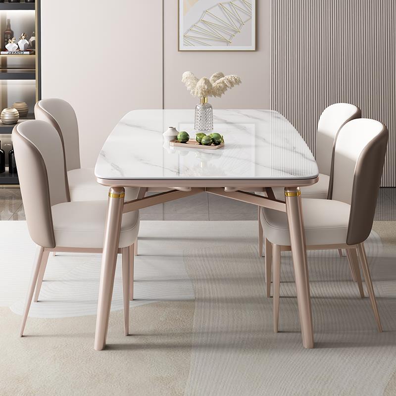 轻奢岩板实木餐桌椅组合现代简约小户型家用伸缩折叠方圆两用桌子