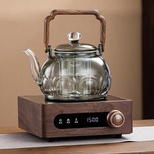 胡桃木围炉煮茶器家用套装 加厚玻璃煮茶壶耐热新款 烧水电陶炉煮茶