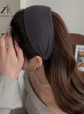 法式针织发箍易梦玲鞠婧祎同款灰色加宽女高颅顶发带头箍发卡发饰