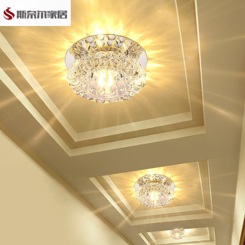 筒灯三色变光led天花灯嵌入式 客厅吊顶孔灯水晶牛眼灯过道灯明装,家装灯饰光源,明装筒灯,淘宝优惠券,粉丝福利购,淘宝优惠卷