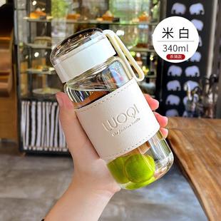 水杯女韓版 感夏天耐熱玻璃茶杯大容量便攜透明杯 玻璃可愛清新時尚