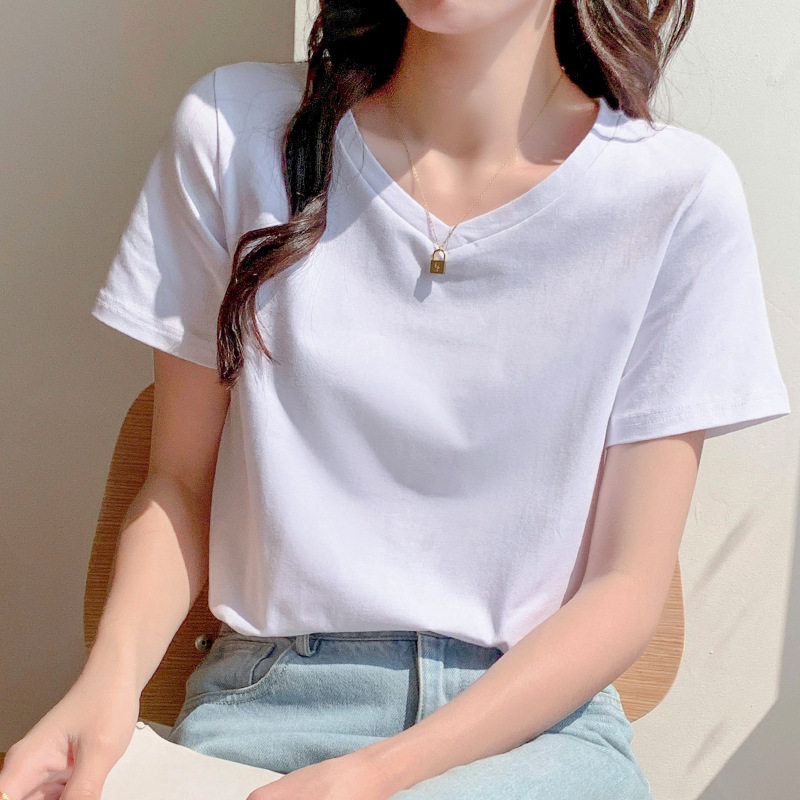 纯棉白色t恤女短袖夏季20