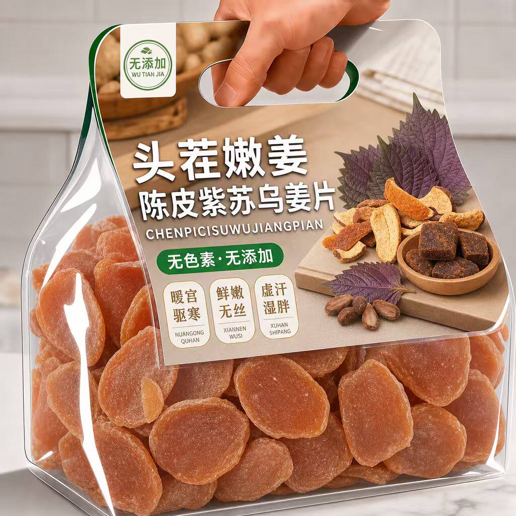 陈皮紫苏乌姜片干即食姜零食泡水红糖姜片白糖姜片黑糖姜茶蜜饯