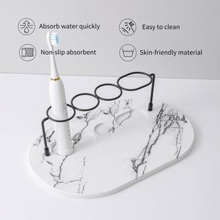 跨境硅藻泥吸水垫洗手台速干洗漱垫小电动牙刷置物架硅藻土杯垫子