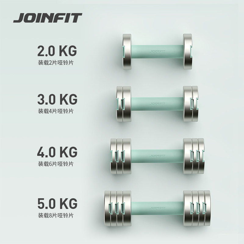 Joinfit哑铃可调节重量女士男士健身家用器材5公斤10kg一对哑铃片