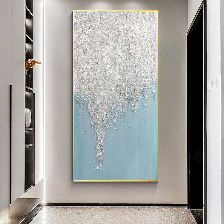 水晶手绘油画入户玄关装饰画意式轻奢高级客厅走廊过道抽象挂壁画