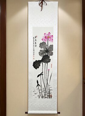 真迹手绘山水兰花水墨画 国画装饰新中式挂画 150*40cm宣纸无框卷