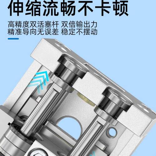气动滑台气缸HLS8/16/20/25-30-40-125-150BF双轴小型缓冲可调MXS