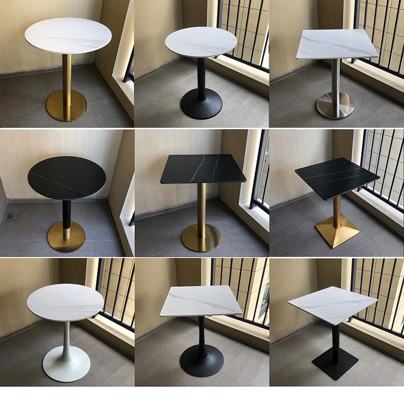 岩板餐桌洽谈接待圆桌沙发角几客厅卧室茶几小圆桌餐桌家用高级感