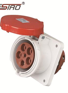 中穗座 ZH1252 IP44 5 63A P红色暗装直插 三代防水工业插头插座