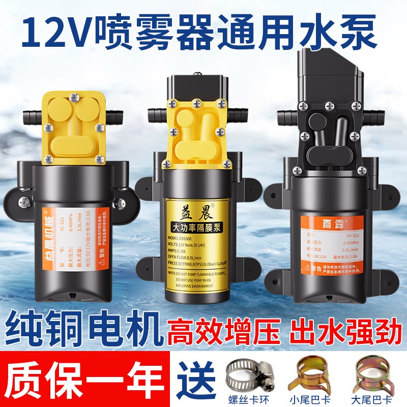 12V高压水泵农j用水泵电动喷雾器配件大全水泵马达高压8升智能