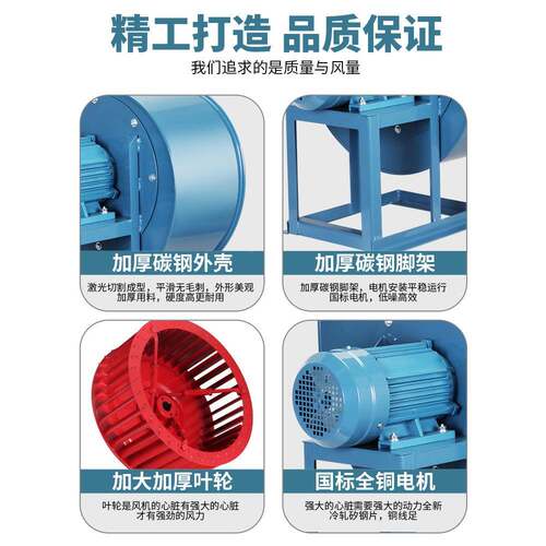益11-62A工业心QJH风机20/380V离厨房除尘排烟多翼螺蛳排2风竹机