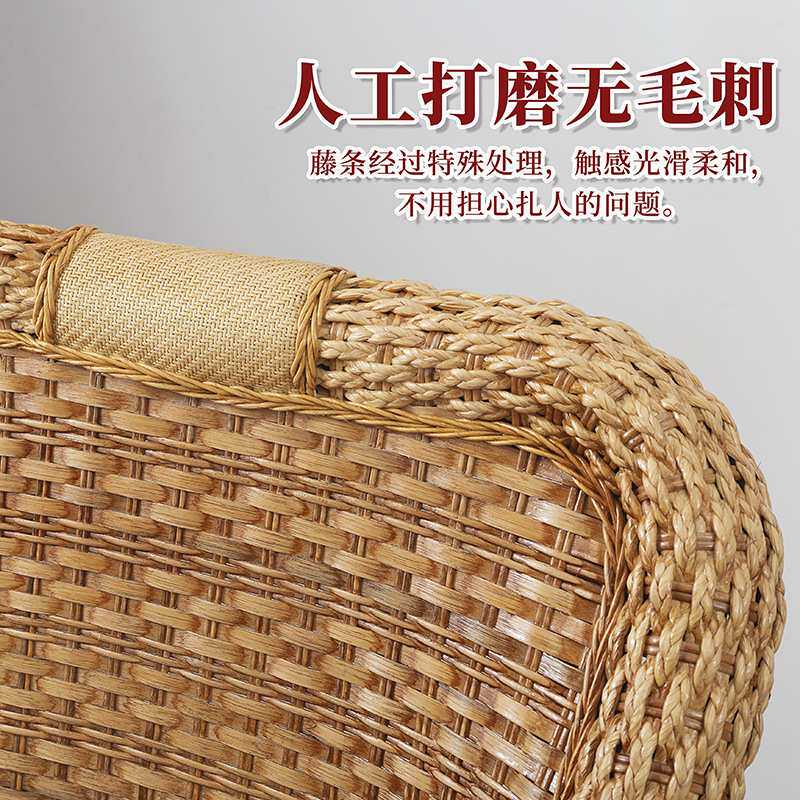 手工天然真藤椅子夏季户外传统老式靠背藤椅单人藤椅送坐垫靠枕