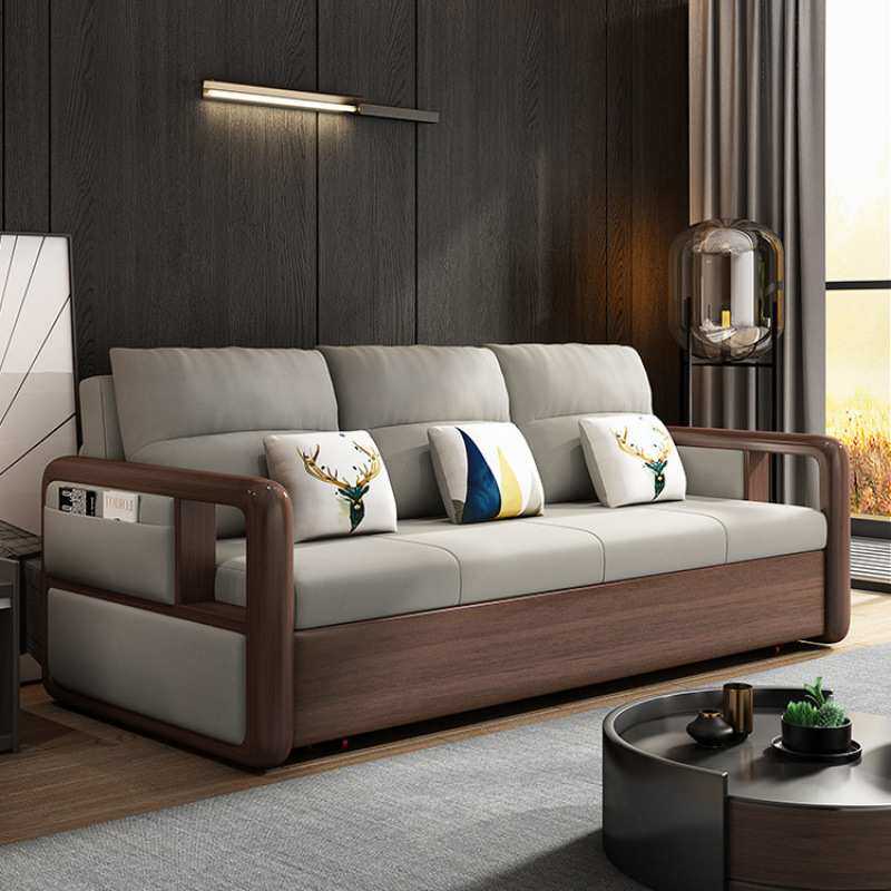 多功能实木沙发床坐卧两用折叠公寓客厅双人小户型带储物沙发床