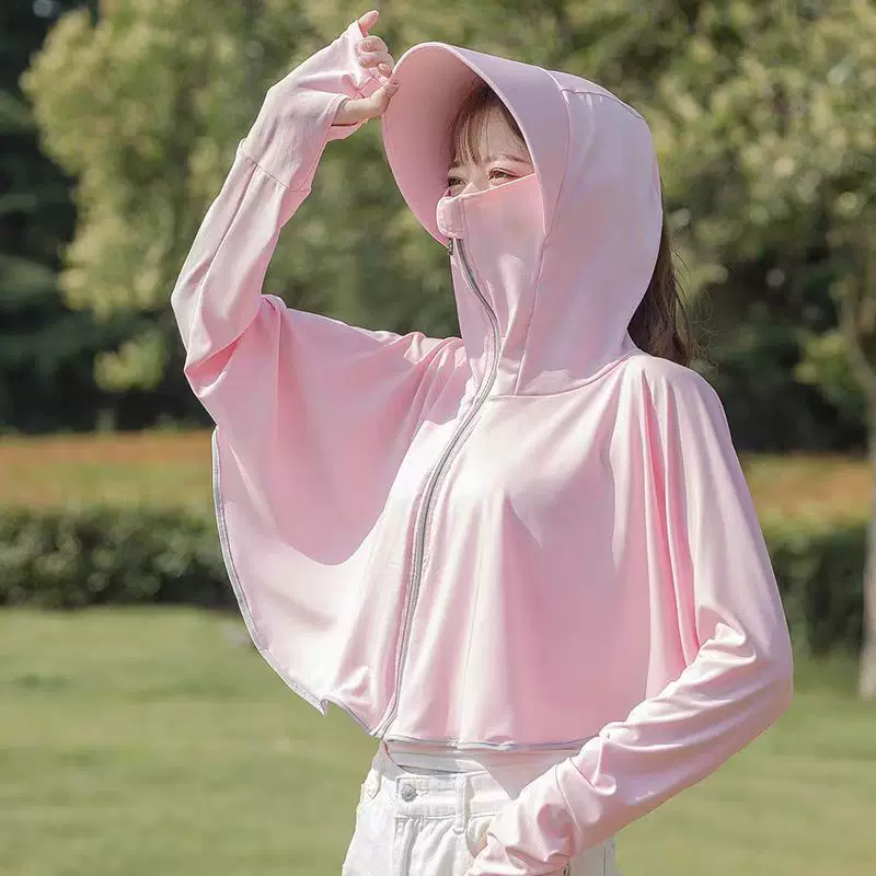 2026新款女式短款连帽冰丝防晒衣