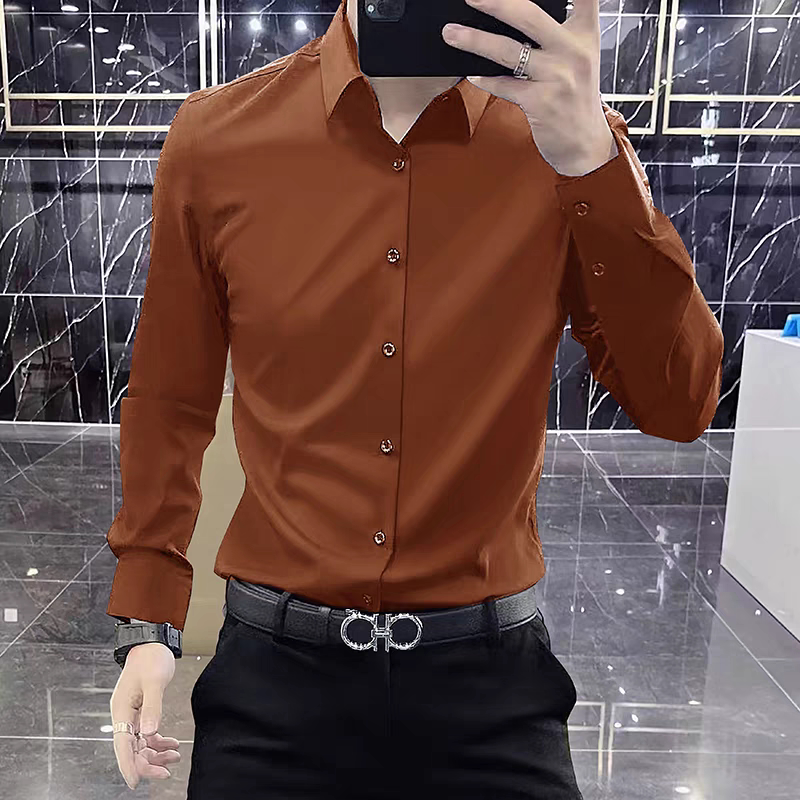 jermyn stars【意奢高定液氨】秋夏丝光免烫无痕长袖衬衫男装上衣