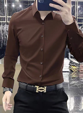 jermyn stars【意奢高定液氨】秋夏丝光免烫无痕长袖衬衫男装上衣