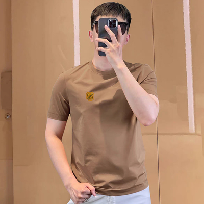 JERMYNSTARS2026春夏修身男短袖圆领T恤纯色凉感丝光莫代尔棉上衣
