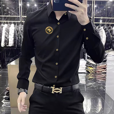 秋丝光免烫无痕长袖衬衫男装上衣