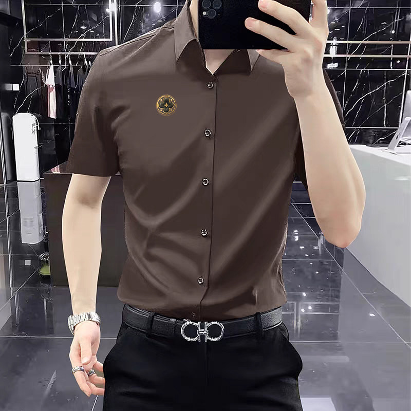 jermyn stars【意奢无痕四面高弹力】丝光免烫男商务短袖衬衫上衣