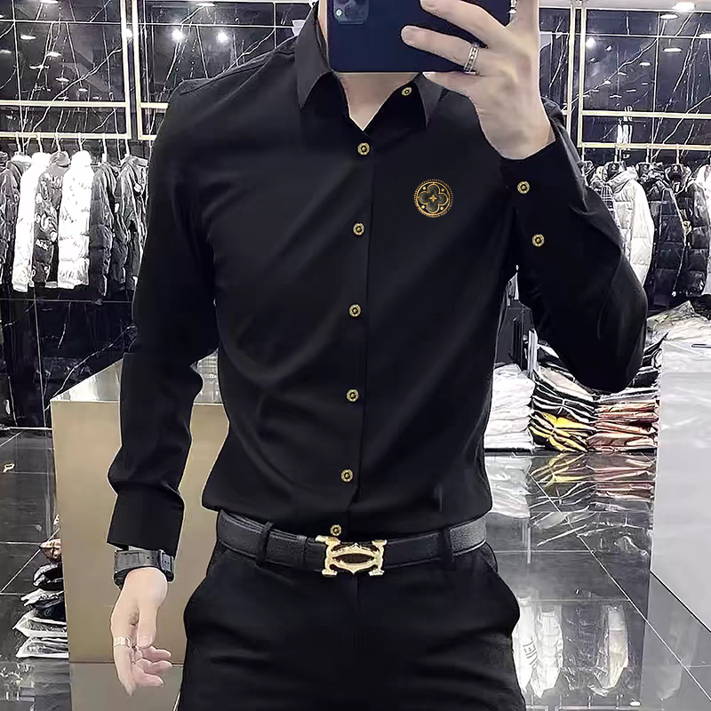 秋丝光免烫无痕长袖衬衫男装上衣