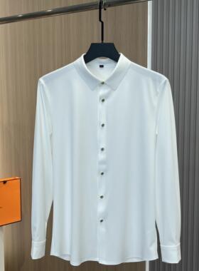 jermyn stars【纹理奢高定衬衫】免烫钻扣长袖商务衬衫男士白上衣