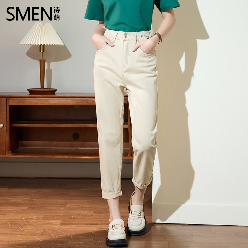 SMEN诗萌夏季显瘦烟管牛仔裤女士