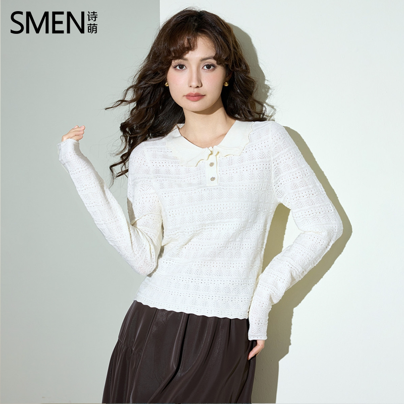 SMEN诗萌毛织上衣淑女风打底衫女