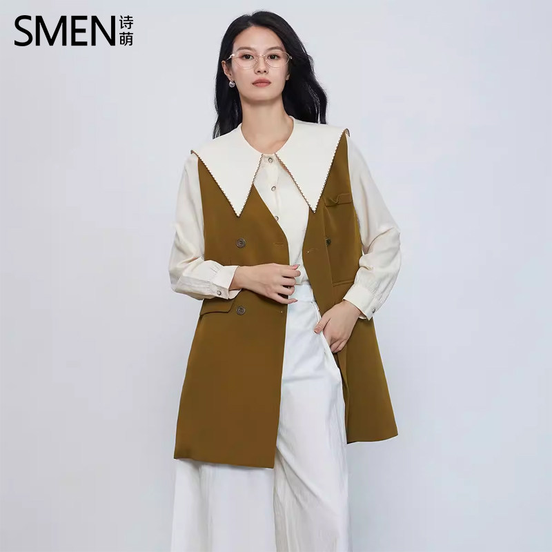 SMEN诗萌学院风娃娃领收腰连衣裙