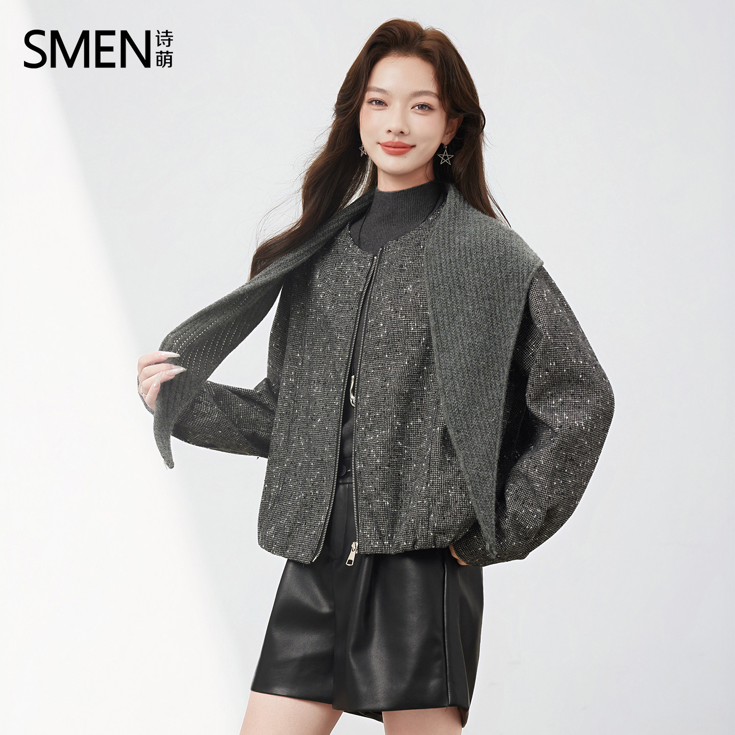 Smen诗萌复古波点外套