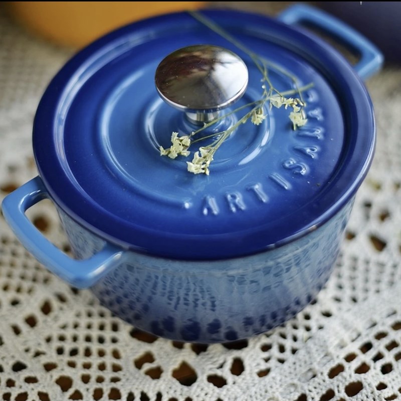 三厦14CM珐琅铸铁锅迷你进口瓷釉珐琅小锅不粘锅多功能炖炒煲汤