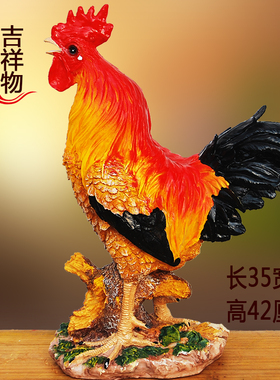 十二生肖鸡摆件招财工艺装饰品吉祥仿真动物大红公鸡喜庆精致雕塑
