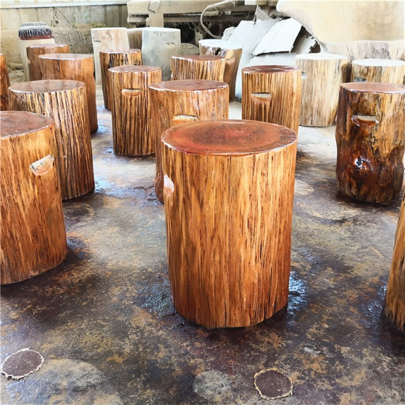 根雕实木凳子原木树桩圆凳树木墩底座摆件家用茶几木头凳大板支架