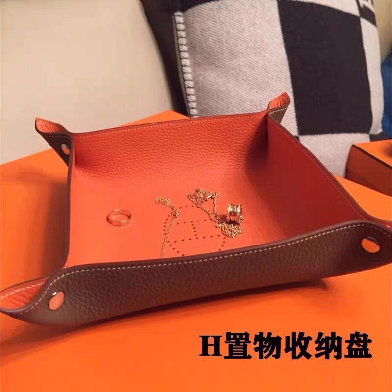 真皮置物收纳盘H家钥匙首饰饰品C文玩化妆品桌面摆件玄关杂物盒