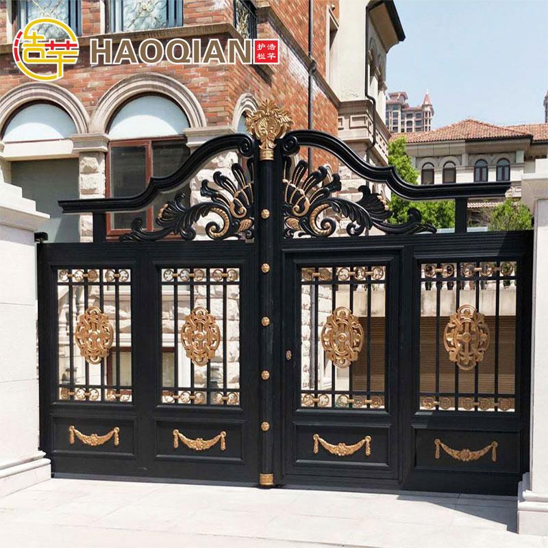 铝艺大门农村家用别墅门电动铝合金双开庭院门平移门乡村铸铝大门