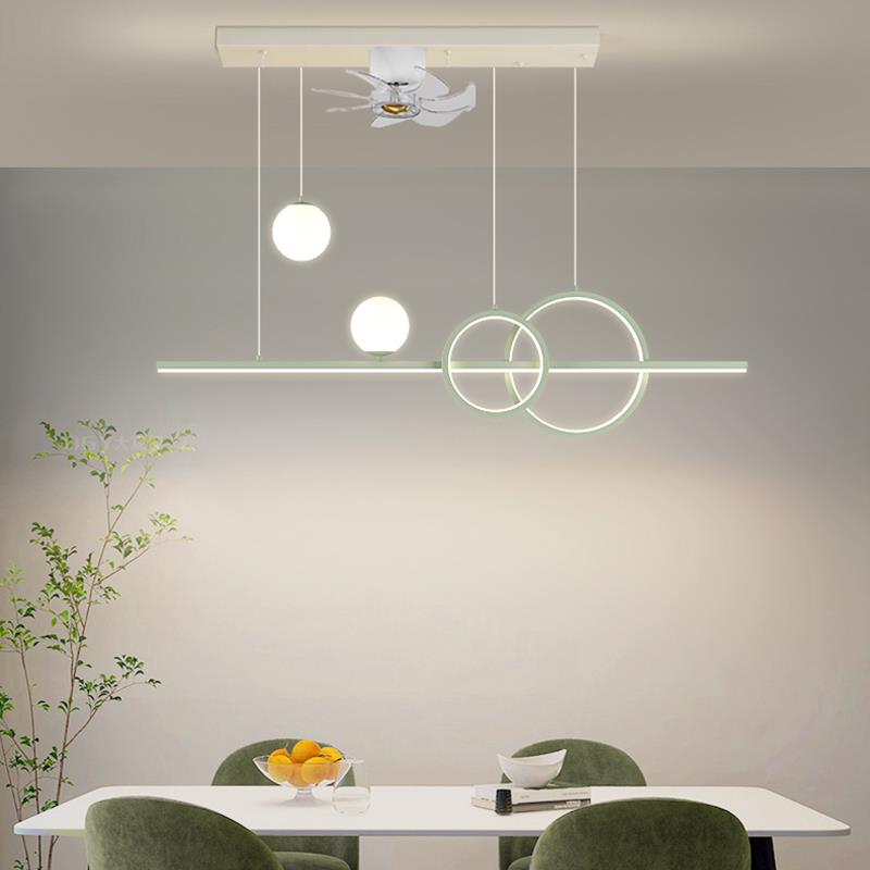 风扇灯吊灯餐厅灯现代简约360度摇头变频节能家用LED吊灯6档变速