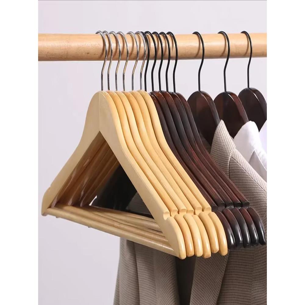 实木衣架挂钩家用木头衣挂服装店木质衣撑木制挂衣晒衣架衣服架子