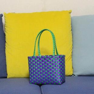 长提手随手篮 洗澡篮购物逛街配饰篮 可单挎女生编织包篮