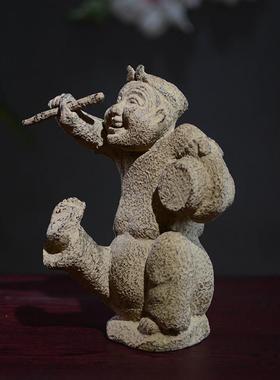 新中式兵马俑软装摆件古典茶室禅意玄关书柜博古架仿古击鼓说唱俑