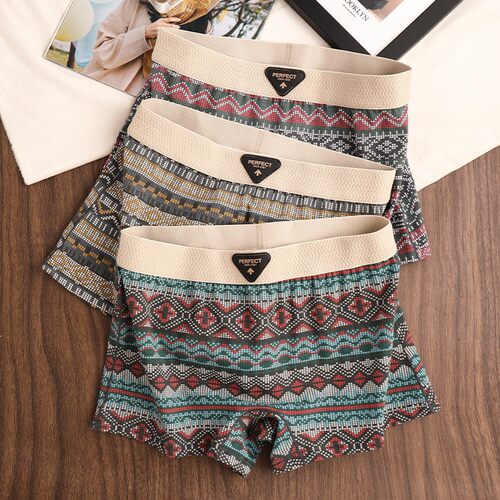 【下单立减50】新款复古印花女士内裤舒适透气民族风居家日用_SH2