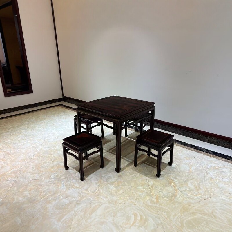老挝大红酸枝木五子登科圆鼓凳茶桌休闲桌交趾黄檀矮凳子红木家具