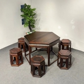 红木家具大红酸枝休闲圆桌交趾黄檀木黑飘红休闲桌棋牌桌饭桌无补