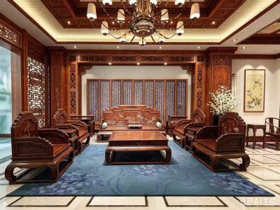 大红酸枝交趾黄檀96步步高大沙发组合客厅沙发别墅会客明清无补